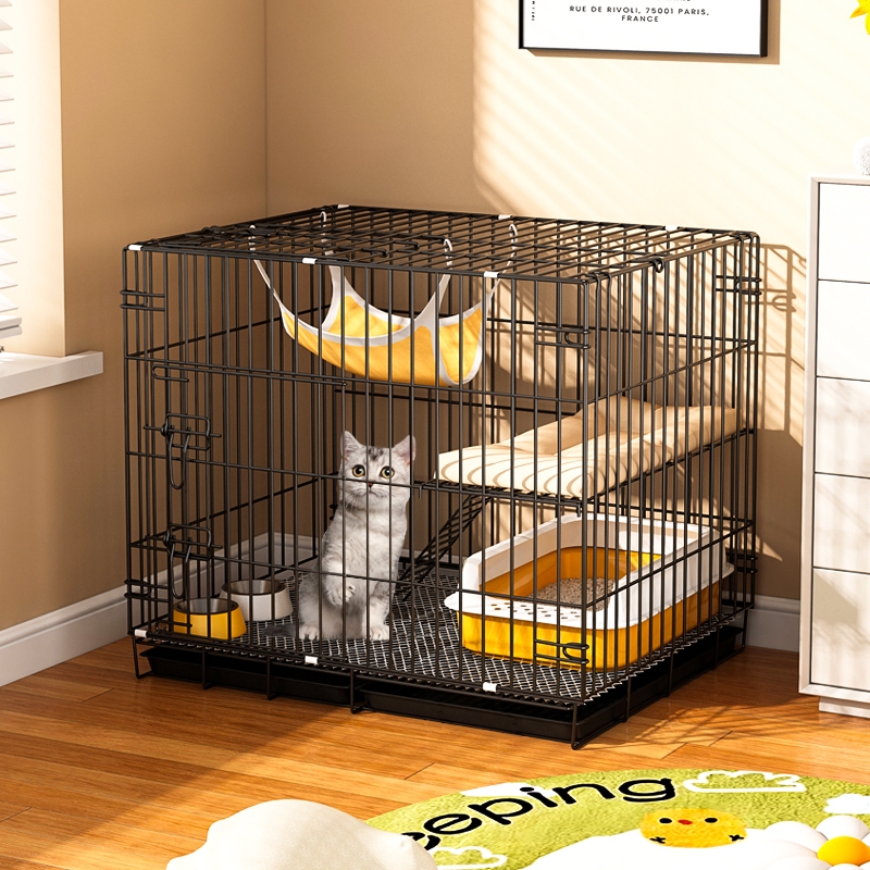 🏠กรงแมวพับได้ 2 ชั้น บ้านแมวในร่ม ขนาดใหญ่ ทนทาน มีถาดรอง 🐾