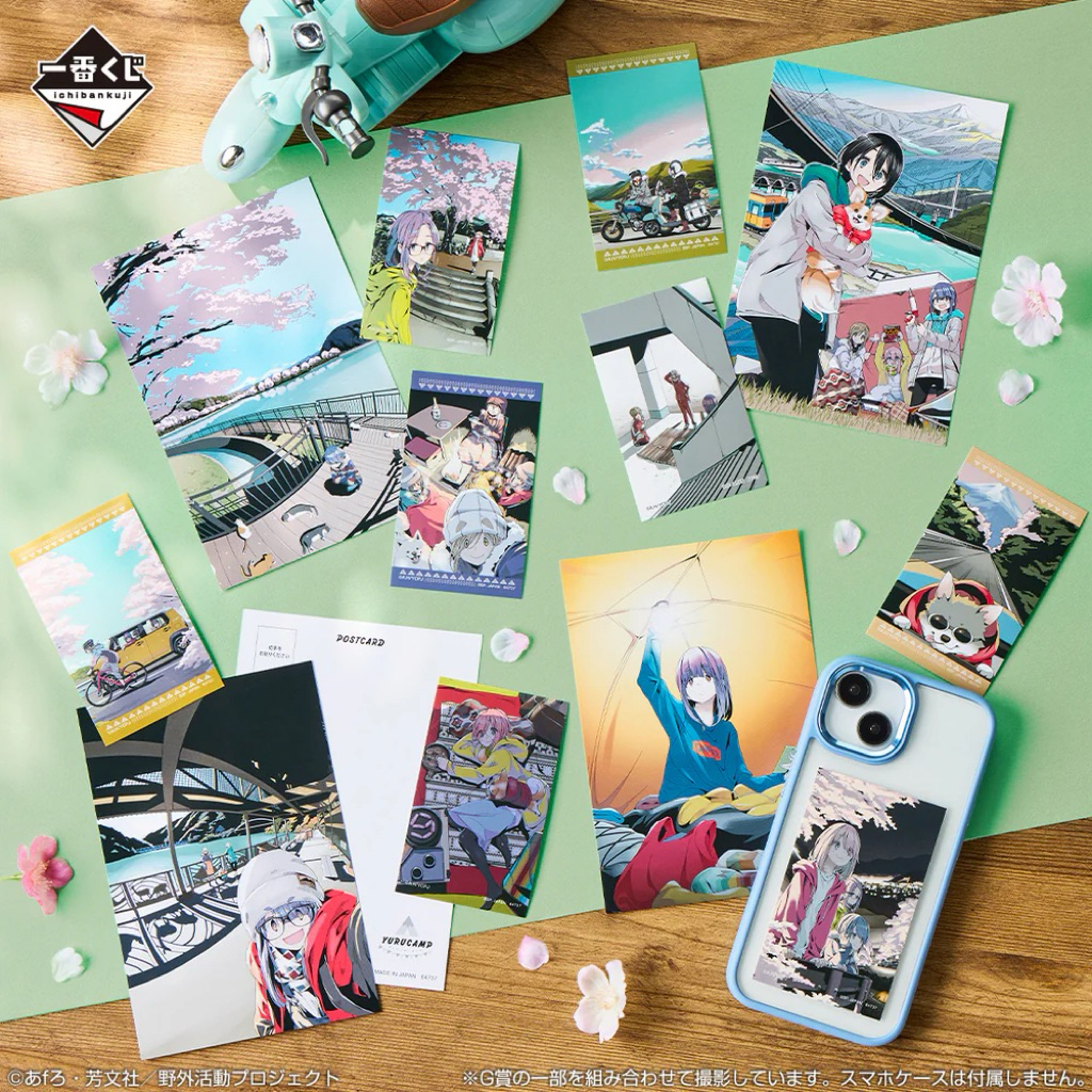 🔥พร้อมส่ง🔥ของสะสม อนิเมะ Yuru Camp | Ichiban Kuji Laid-Back Camp Vol.2 Prize G Postcard and Sticker Set