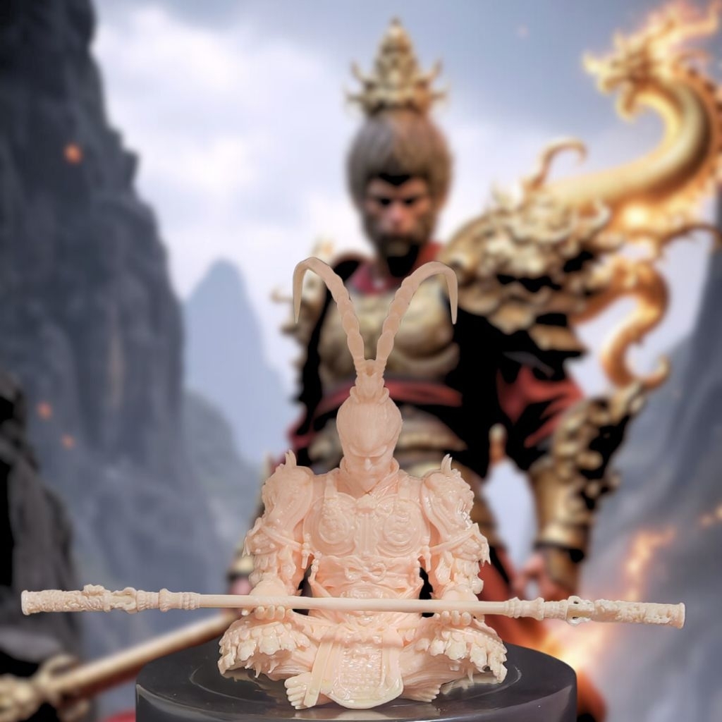 Wukong monkey king โมเดลราชาวานรฉีเทียนต้าเซิ่งซุนหงอคง หรือเห้งเจียแบบนั่งแยกกระบองโมเดลของตบแต่งแนวศิลปะวรรณกรรมและกระ
