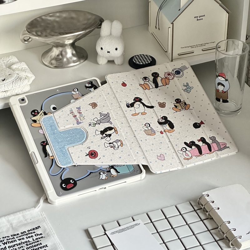 เคสไอแพด มีที่ใส่ปากกา Air4 Air6 Gen10 เพนกวินน่ารัก วัสดุPC หมุน 360° for iPad Air5 Pro11 Mini6