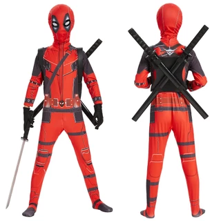 ชุดจั๊มสูทคอสเพลย์ Deadpool Superhero สําหรับเด็ก Deadpool Coslay ฮาโลวีน รุ่นสําหรับของขวัญเด็กอะนิเมะการ์ตูน