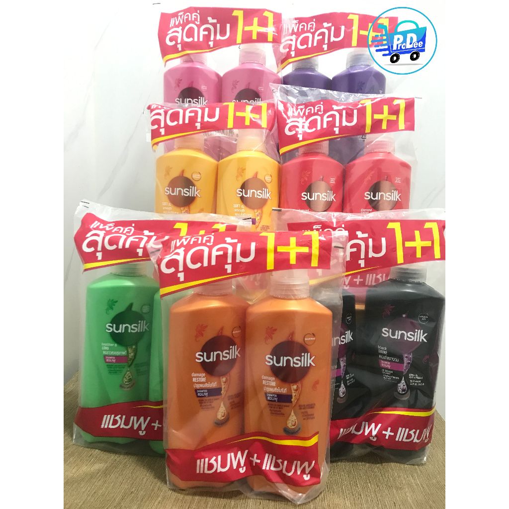(แพ็คสุดคุ้ม) Sunsilk แพ็คคู่จัมโบ้ 1+1 แชมพู+แชมพู  ซันซิล ขนาด 425-475มล. Sunsilk shampoo 425-475 ml