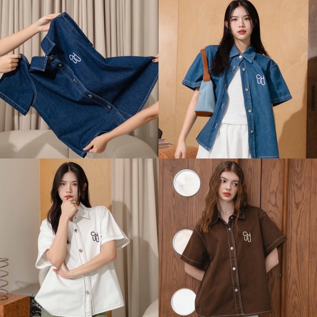 CHUUCHOP - Brooklyn denim shirt เสื้อยีนส์แขนสั้น CHUU (C8343)