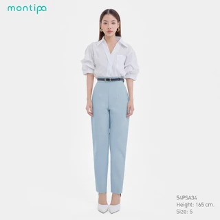 Montipa กางเกงเอวสูง กางเกงทรงสอบ ซิปหลัง ผ้า Iron Free อยูทรง ยับยาก 54PSA34
