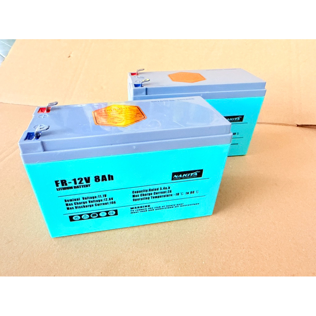 แบตเตอรี่ ลิเธียม แท้ FR-12 8Ah 8แอมป์ 12โวลล์ Nakita เครื่องพ่นยาแบตเตอรี่ ทั้ง 16ลิตร และ 20ลิตร ล