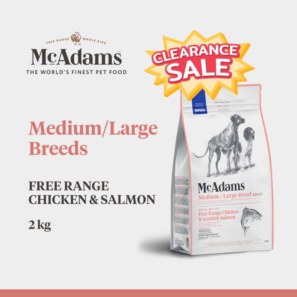 [CLEARANCE] McAdams Medium/Large Breeds Chicken&Salmon 2 kg แมคอดัมส์ไก่และแซลมอน สำหรับสุนัขสายพันธุ์กลาง BBD28.07.2026