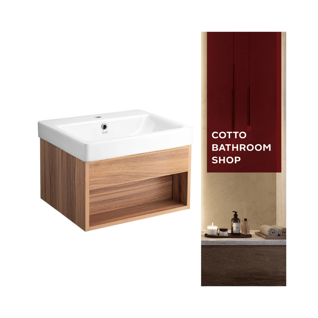 COTTO ตู้เก็บของใต้อ่างล้างหน้าแบบแขวนผนัง  VIVA Series V00162 พร้อมอ่าง C01561