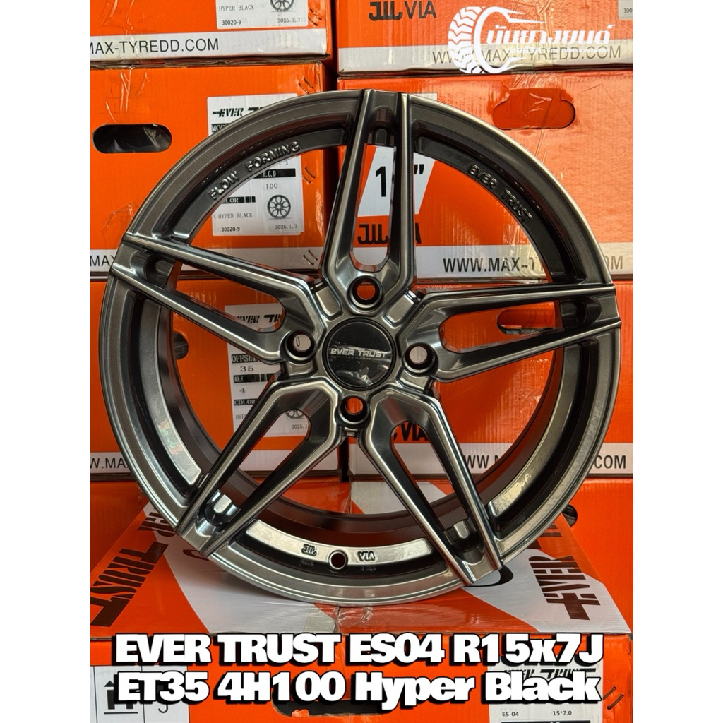 ล้อแม็กขอบ15 Ever Trust ES-04 R15x7J ET35 4H100 Hyper Black
