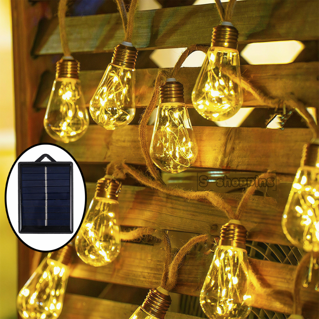 SZ-10LED ไฟเหลือง solar light ไฟตกแต่งโซล่าเซลล์10 LED 5.5M มี 8 โหมด โคมไฟพลังงานแสงอาทิตย์