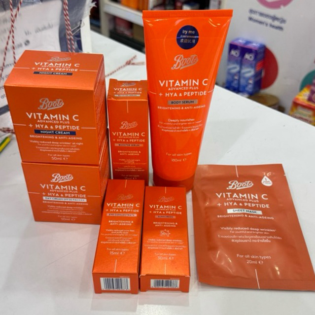 ใหม่BootsAdvanced plus anti-ageing Set❌สีทองสูตรใหม่❌ boots vitamin c