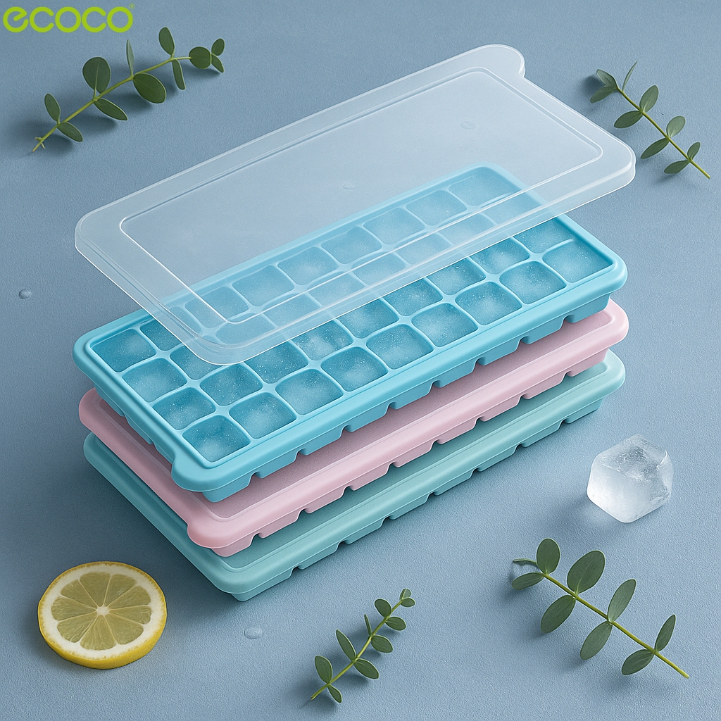 Ecoco แม่พิมพ์น้ำแข็งก้อน ซิลิโคนทำน้ำแข็ง ใส่ได้หลายช่อง มี 3 สีให้เลือก