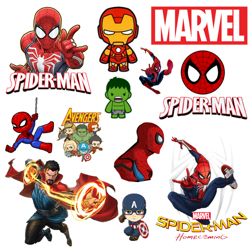 ตัวรีดการ์ตูน Marvel  spiderman ขนาด  10  CM  รีดง่ายแผ่นฟิมล์รีดร้อนติดเสื้อ 🏆