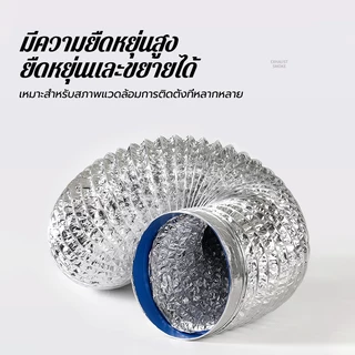 Brightever 2/5เมตร ท่อลมระบายอากาศ ท่อดูดควัน 4/6/8/10/12 นิ้ว เฟล็กซ์อ่อน ทนไฟ ทนความร้อน ทนทานต่อการใช้งาน 30 ปี
