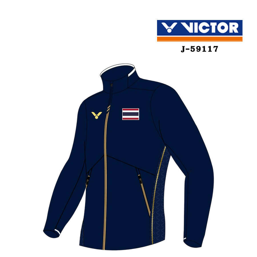 VICTOR เสื้อกีฬาแบดมินตันแขนยาว เสื้อแจ็คเก็ตกีฬาแขนยาว รุ่น J-59117 THAI UNIVERSITY
