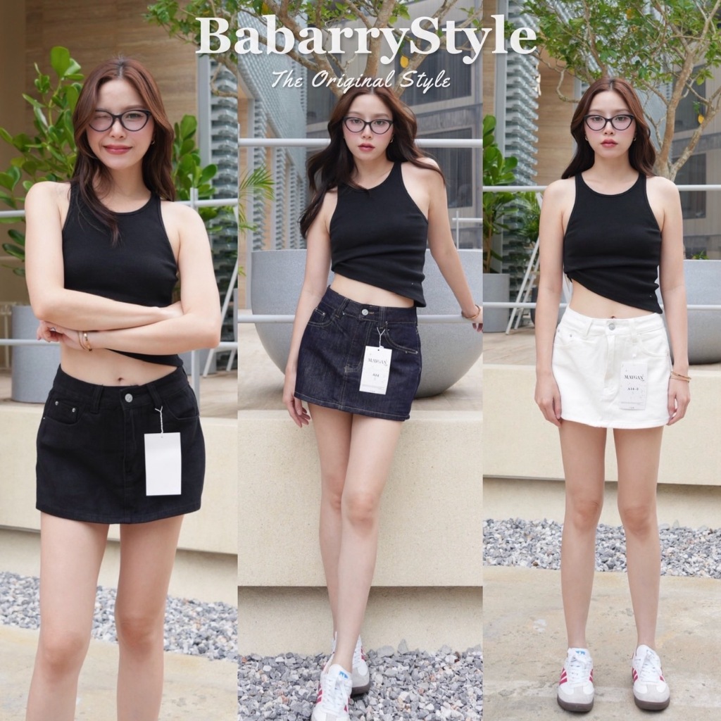 BabarryStyle กระโปรงกางเกง ผู้หญิง ผ้ายีนส์ไม่ยืด หนานุ่ม คุณภาพดี เท่ห์มีสไตล์ (M-G)