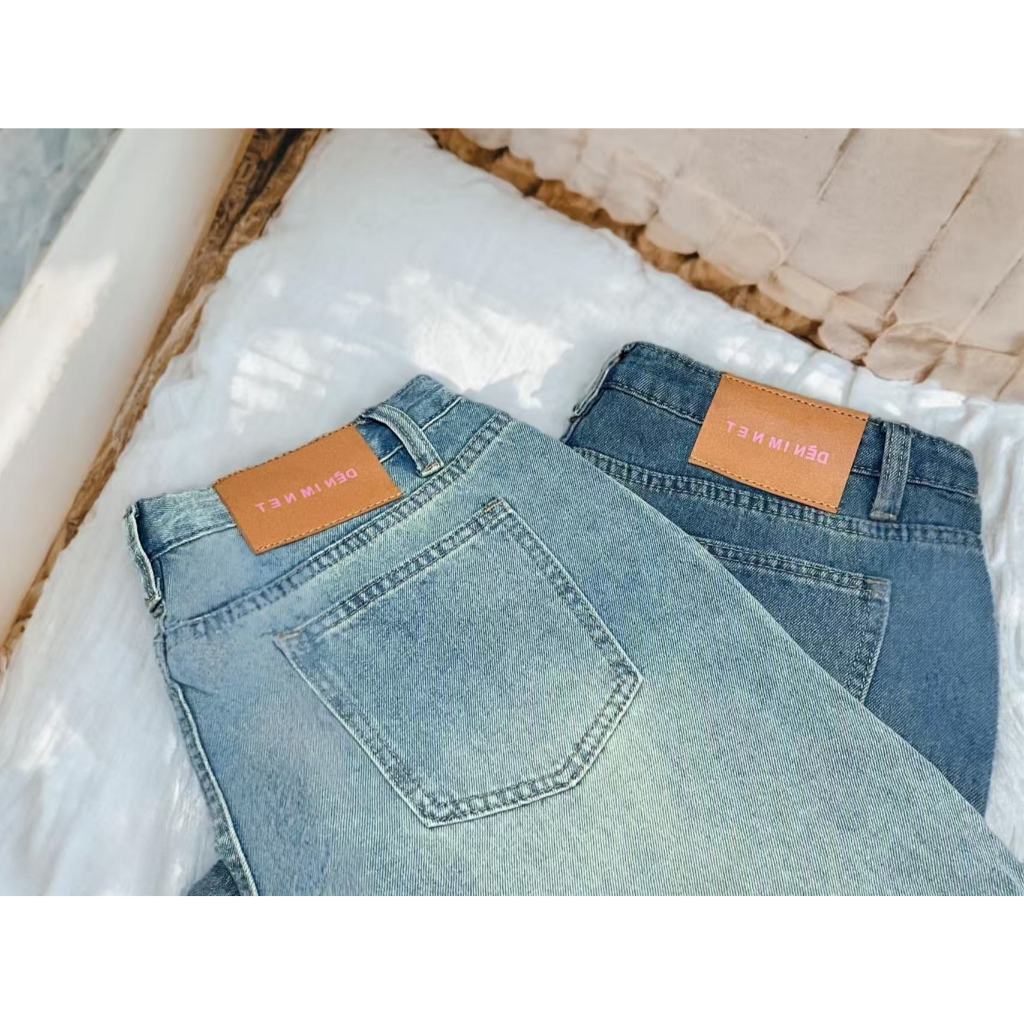 PRW.DNรุ่น#6612 กางเกงยีนส์กระบอกเอวสูง ผ้าไม่ยืด ผ้าดีมาก 2สี