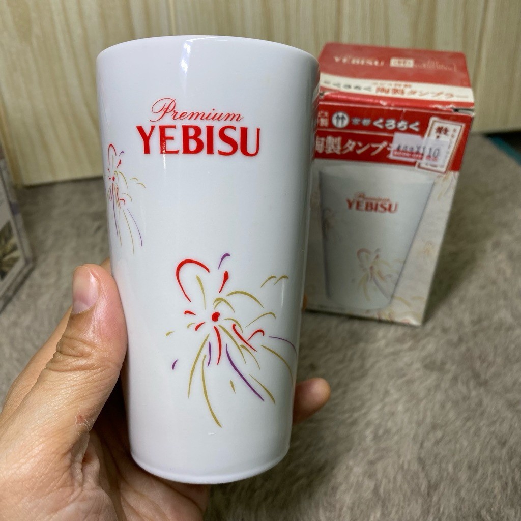 แก้วเบียร์เซรามิค Yebisu ลายพลุสวยๆ