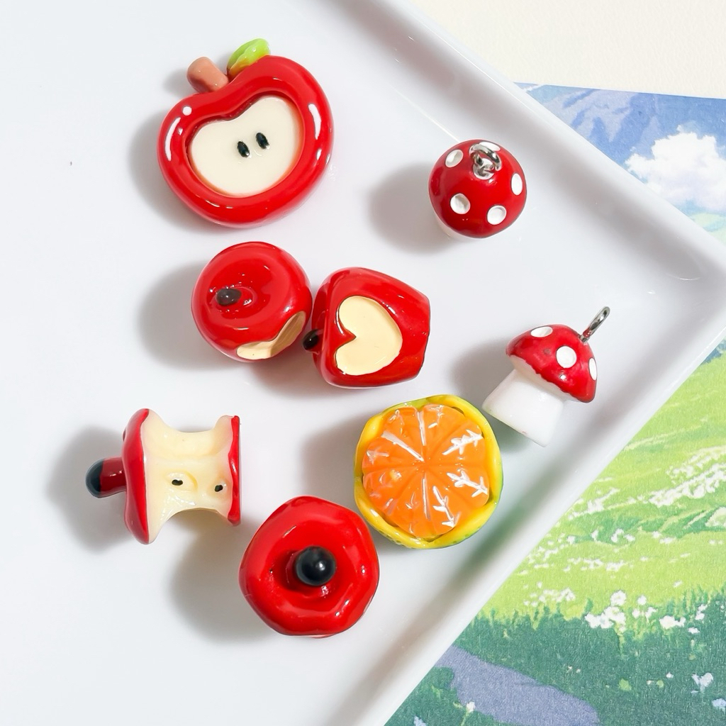 (พร้อมส่งจากไทย)จี้เรซิ่น เห็ด ผลไม้ 1pcs