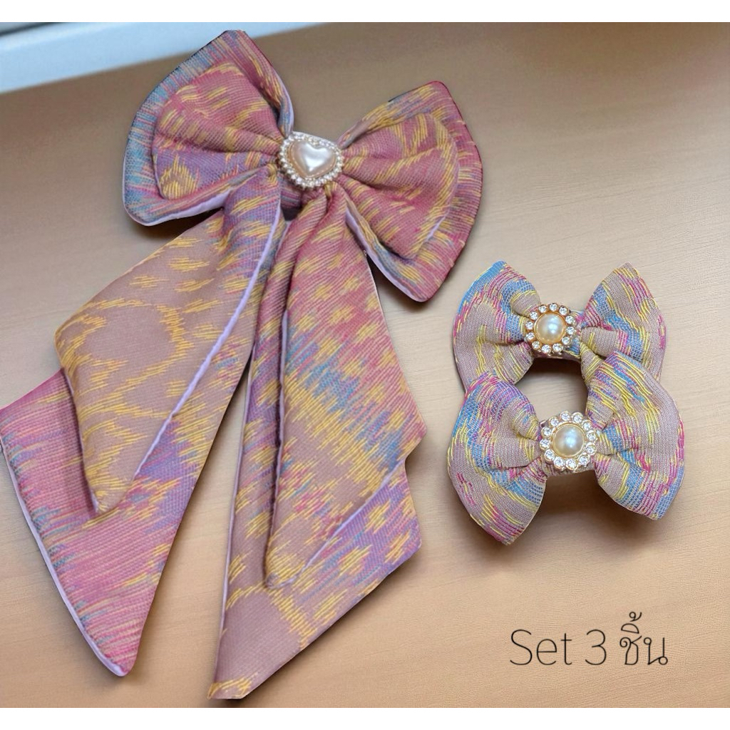 🇹🇭 📮ยกเซ็ต3สี  📌 ส่งด่วน🔥เย็บมือติดกิ๊บ📌 กิ๊บผ้าไทยกิ๊บสริงสำหรับผู้หญิง