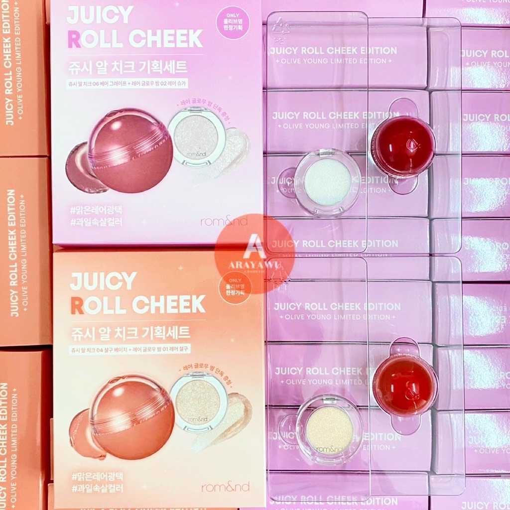 (✅แท้/พร้อมส่ง) ROM&ND JUICY ROLL CHEEK ** SET 🩷💜