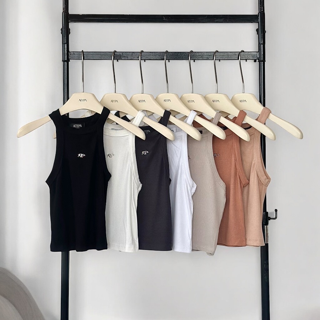 Atipashop - ONYX TANK TOP เสื้อกล้าม แขนกุด ผ้าร่องญี่ปุ่น ปักโลโก้อะไหล่เหล็ก