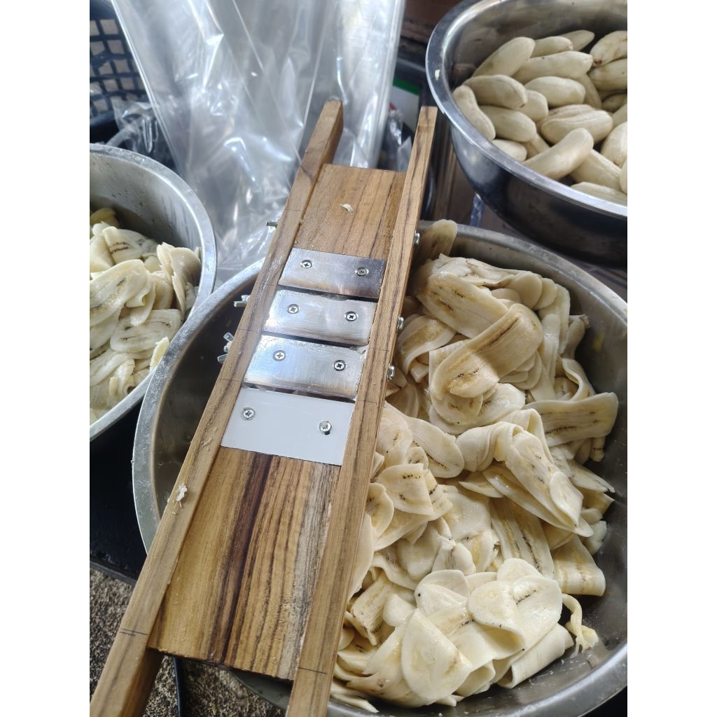 มีดสไลด์แบบเรียบ 6.5 ซม. 3 ใบมีด สไลด์กล้วยสุกกล้วยดิบ ขนุน หน่อไม้ มันเทศ มันฝรั่ง เผือก มะม่วง
