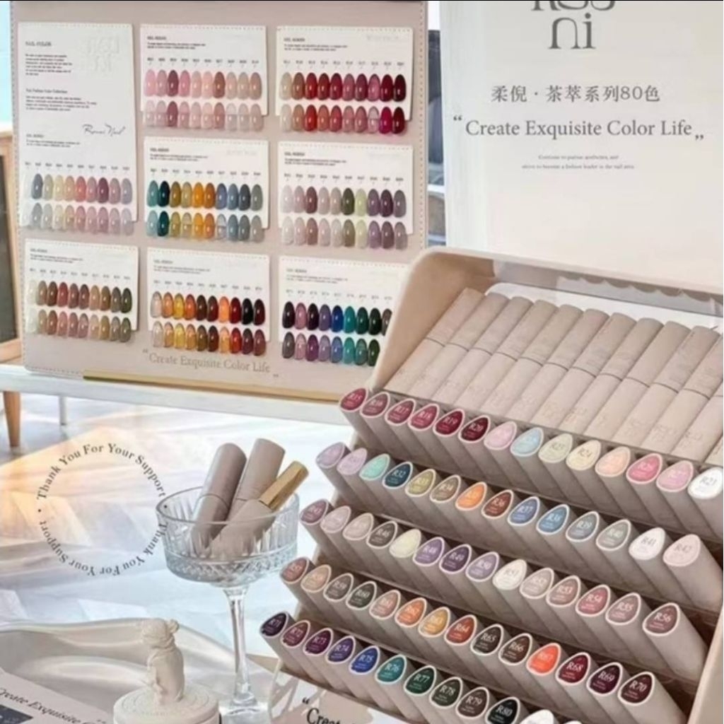 เซตสีเล็บเจลจีน🇨🇳 ROUNI Nail Syrup gel 80 สีไซรัป 🆓️สแตนด์โชว์และชาร์ตสีสำเร็จรูป