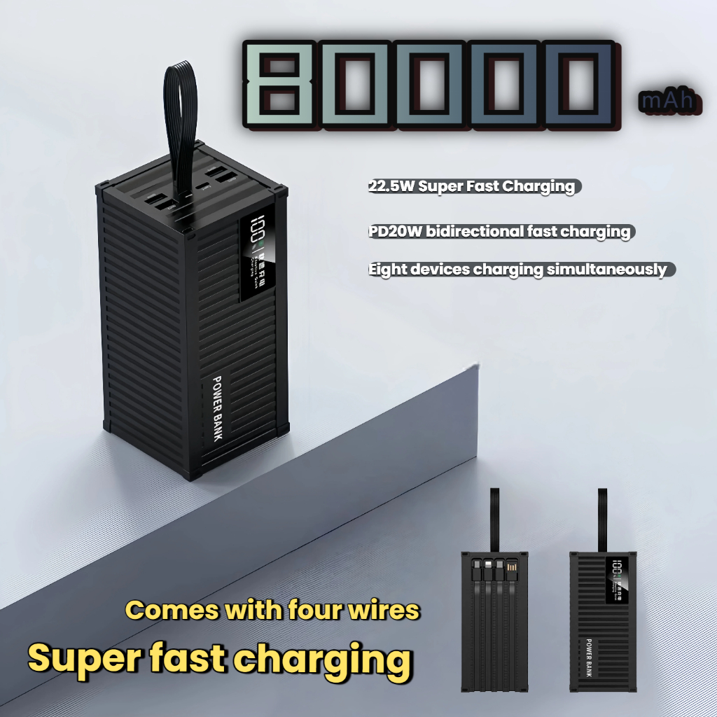 (PowerBank )ขนาดใหญ่ LED 80000mAh Eight devices charging simultaneously รองรับการชาร์จอย่างรวดเร็ว