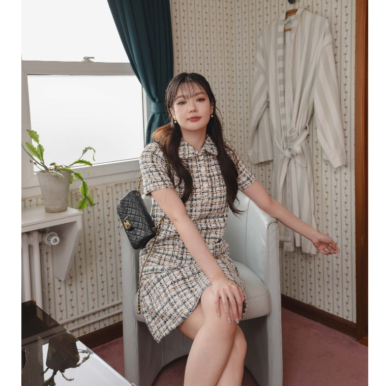 New!! Timetoeve - Evelyn Dress เดรสผ้าลายกระดุมมีซับใน - รูปที่ 4