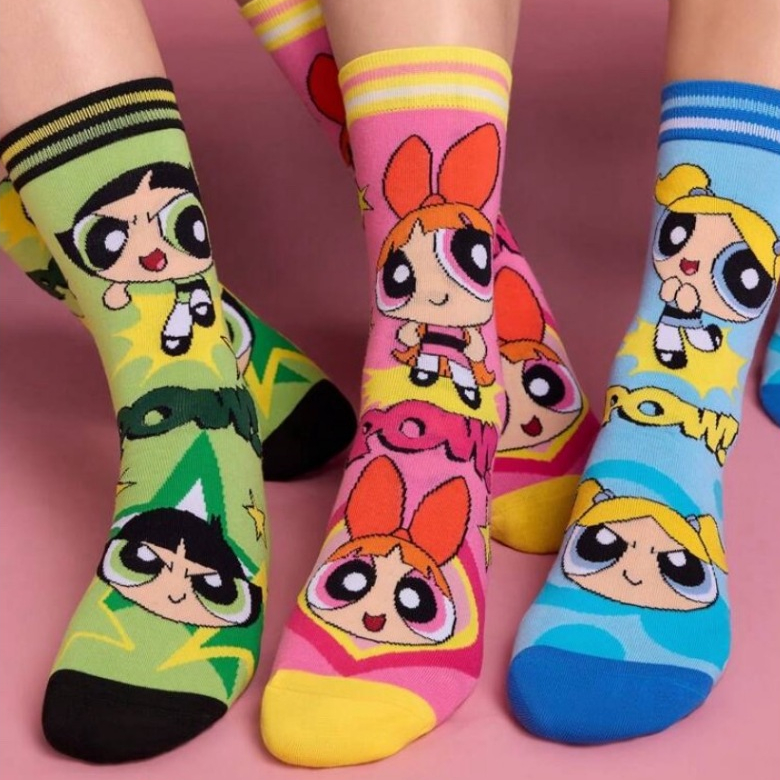 (พร้อมส่ง🧦) เซ็ท 3 คู่ Powerpuff Girls ถุงเท้าข้อยาว ถุงเท้าพาวเวอร์พัฟเกิร์ล