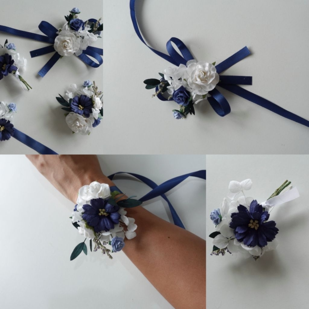 •Memoryofflower•ข้อมือ เข็มกลัดโทนน้ำเงิน Navy elegance
