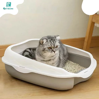 Pet Record กระบะทรายแมว วัสดุPPหนา แข็งแรงทนทาน ทำความสะอาดง่าย ขอบมนปลอดภัย กันทรายกระเด็น