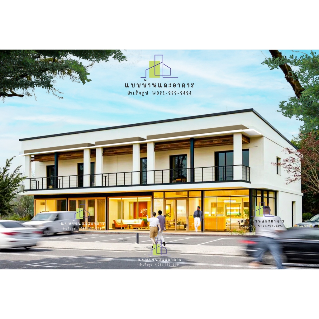 แบบอาคารพาณิชย์ บ้านแถว 2 ชั้น 5 คูหา   B-035