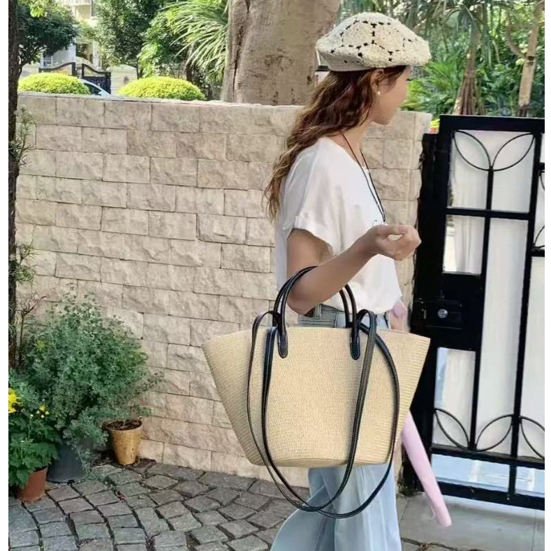 B234）2025 Summer New Vacation Style Woven Vegetable Basket Large Capacity Trendy Leisure Women's Bag