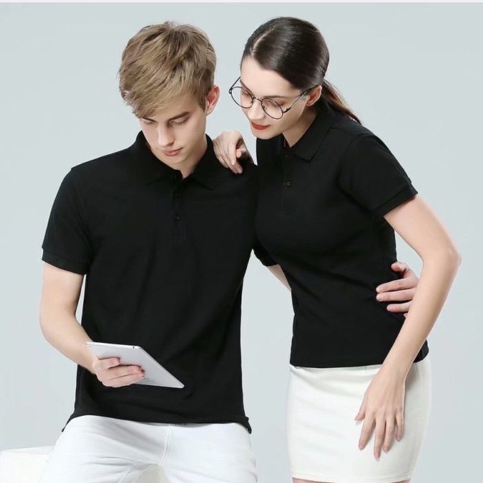 เสื้อโปโล POLO คอปกแขนสั้นใส่ได้ทั้งชายและหญิง Unisex ผ้าไมโครโพลีเอสเตอร์ สีดำ