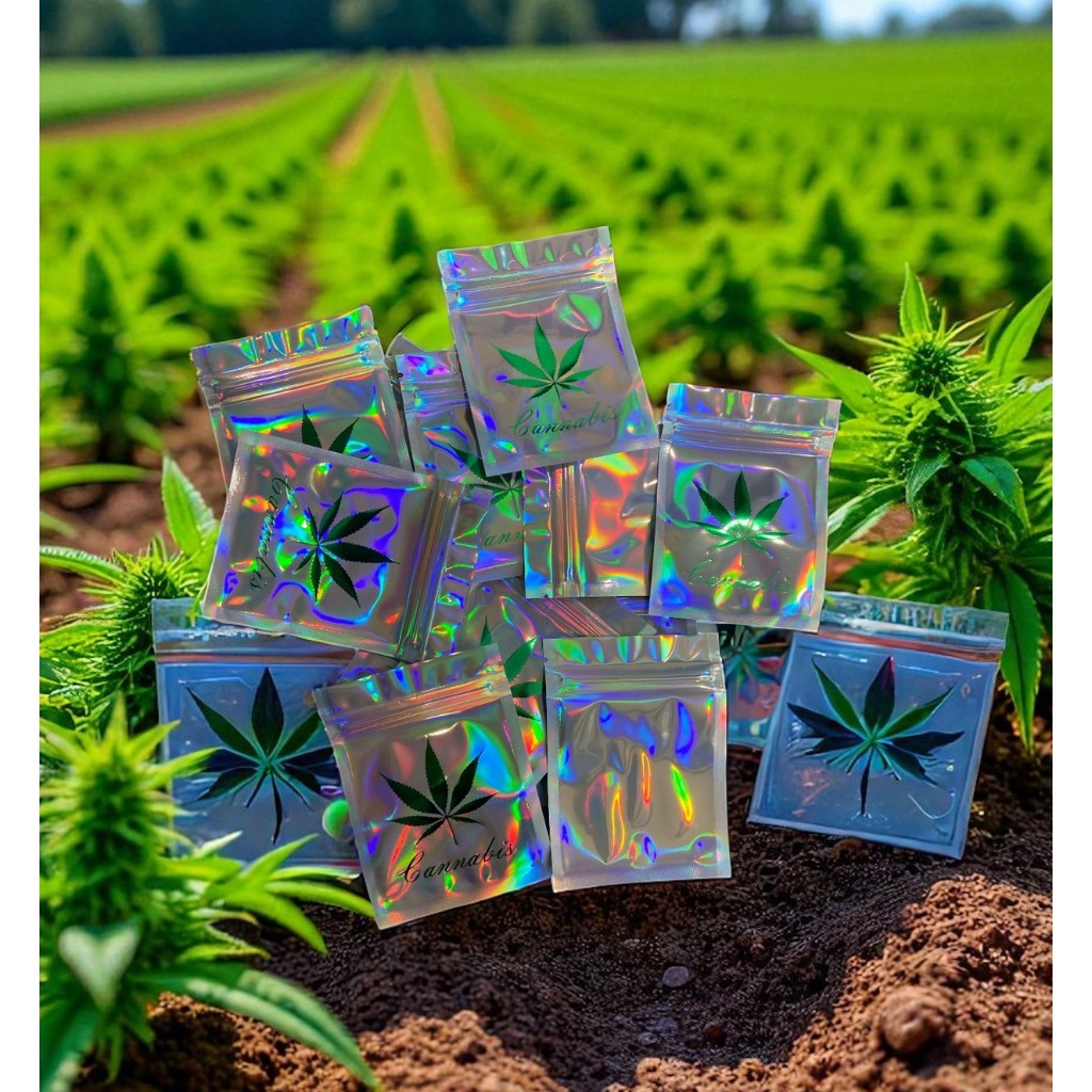 Hologram Mylar Bag 1g Zipbag – ถุงไมลาร์ฮโลแกรม ซิปล็อค 1 กรัม ปิดสนิท ป้องกันกลิ่น สำหรับชาและสมุนไพร 100pcs