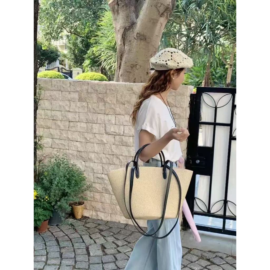 B234）2025 Summer New Vacation Style Woven Vegetable Basket Large Capacity Trendy Leisure Women's Bag