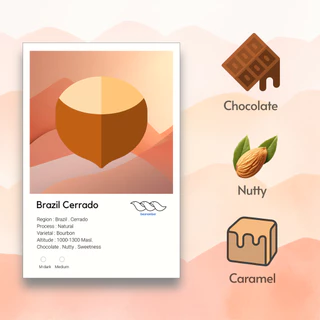 เมล็ดกาแฟคั่วบราซิล Brazil Cerrado Finecup Natural เลือกระดับการคั่วได้