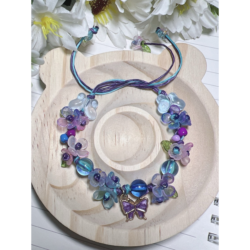 กำไลข้อมือเชือกเทียน ข้อมือเชือกเทียนสวนดอกไม้diy