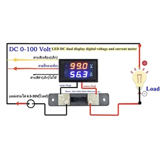 วัดโวลท์(V)/เเอมป์(A)มิเตอร์ดิจิตอล 0-100V / 20A(แอมป์)