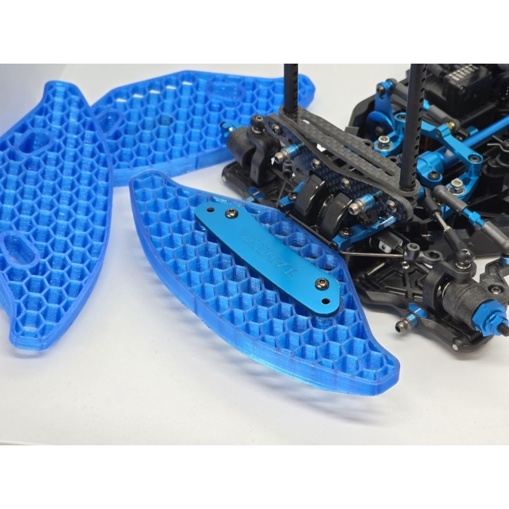 TAMIYA TT02 กันชนหน้าแต่ง สีน้ำเงินใส TPU รังผึ้ง ยืดหยุ่นรับแรงกระแทกได้ดีเยี่ยม กันชนTT02
