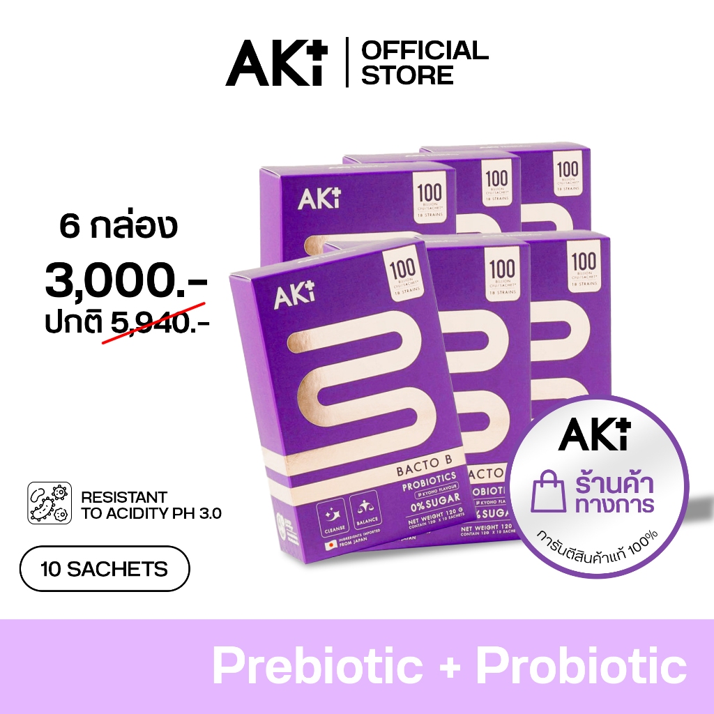 Bacto B ถ่ายคล่อง ท้องแบน – set 6 กล่อง