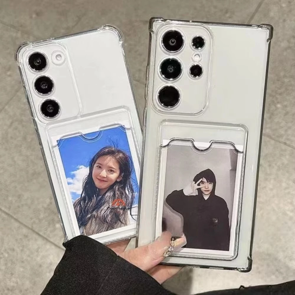 เคสโทรศัพท์ใสสำหรับ Samsung A57 A37 A17 A56 A07 A05S A16 A55 A36 A54 A35 A34 A26 S26 S25 S24 Ultra FE มีช่องเสียบการ์ด