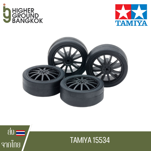Tamiya 15534 - Super Hard Small Dia. Low-Profile Tires (26mm) & Carbon Fin Wheels ล้อฟิน