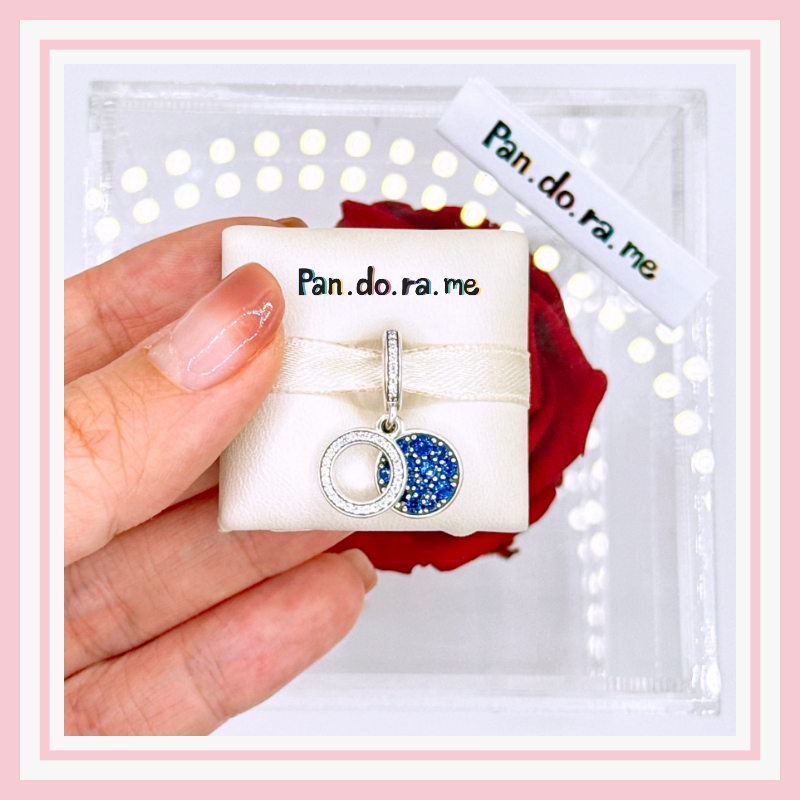 [พร้อมส่ง สินค้าแท้ 💯] pan.do.ra Sparkling Blue Disc Double Dangle Charm