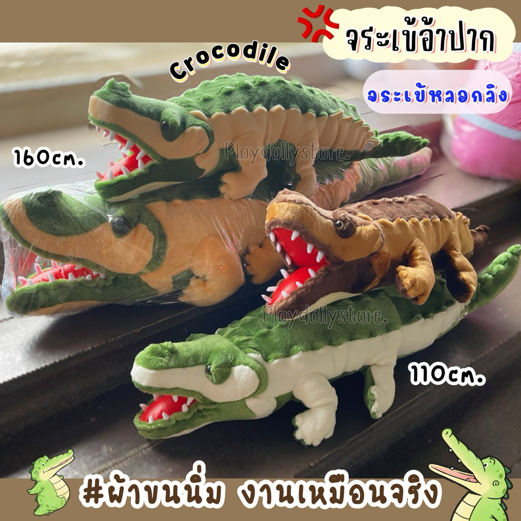 🐊ตุ๊กตาจระเข้ จระเข้หลอกลิง จระเข้เหมือนจริง ขนาด 110cm/160cm. มี3สี ให้เลือกค่ะ✨