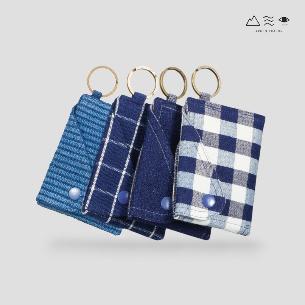 กระเป๋าใส่บัตรผ้าฝ้ายทอมือ คราม