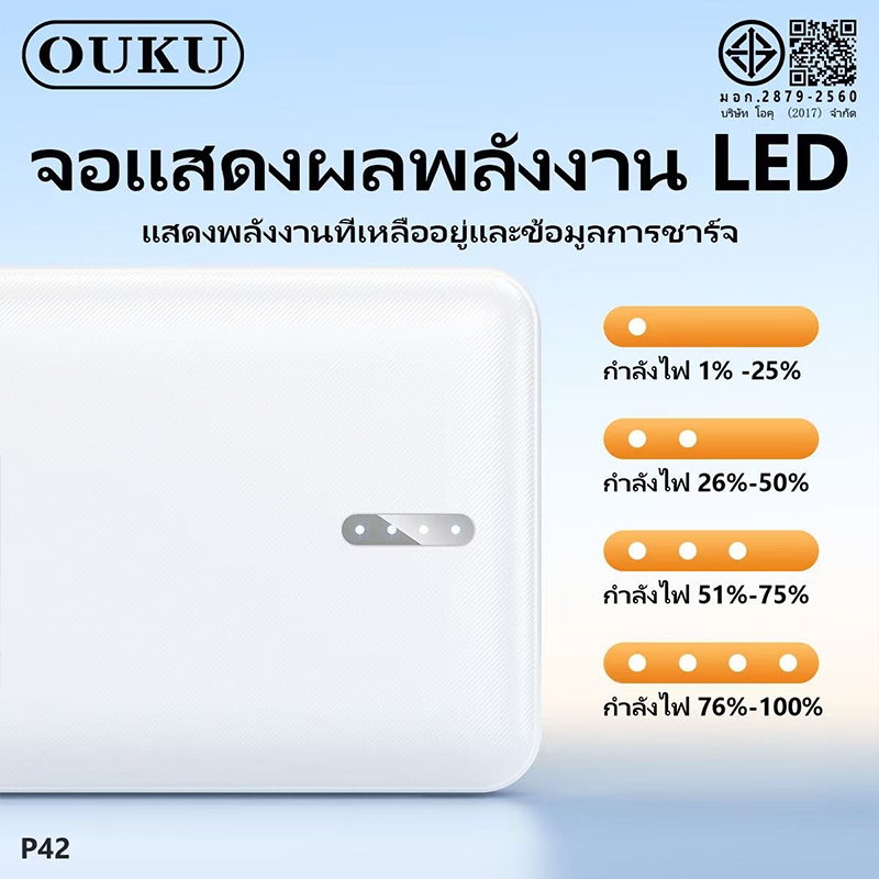 OUKU EK1-P42 พาวเวอร์แบงค์ Powerbank ความจุ 10000mAh แบตสํารอง มีสายชาร์จในตัว ชาร์จได้หลายเครื่องพร้อมกัน - รูปที่ 2