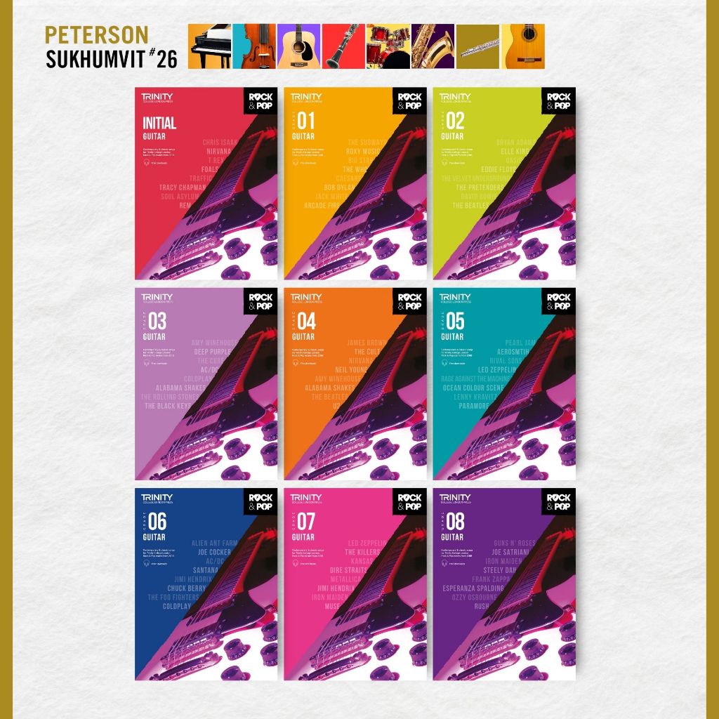 หนังสือดนตรี Trinity College London Rock & Pop 2018 Guitar Grade Initial - Grade 8