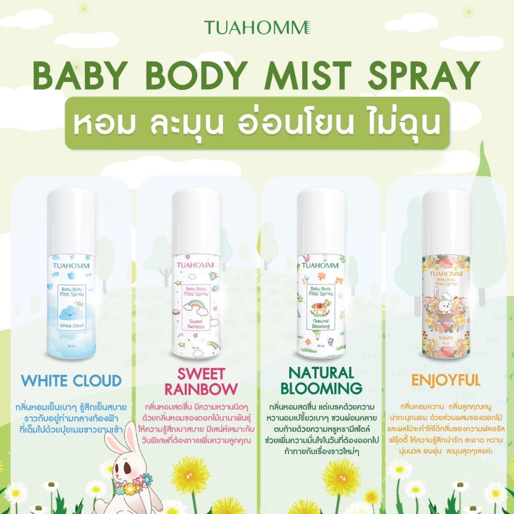 ✨โปร 4 ขวด✨ Tuahomm แบรนด์ตัวหอม สเปรย์ระงับกลิ่นคาวเหงื่อเด็ก Baby Body Mist กลิ่นหอมไม่มีแอลกอฮอล์